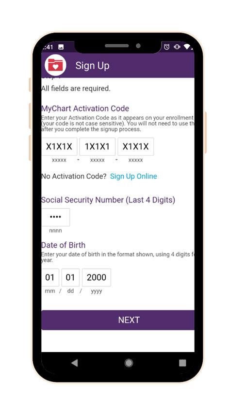 mychart sign up with activation code